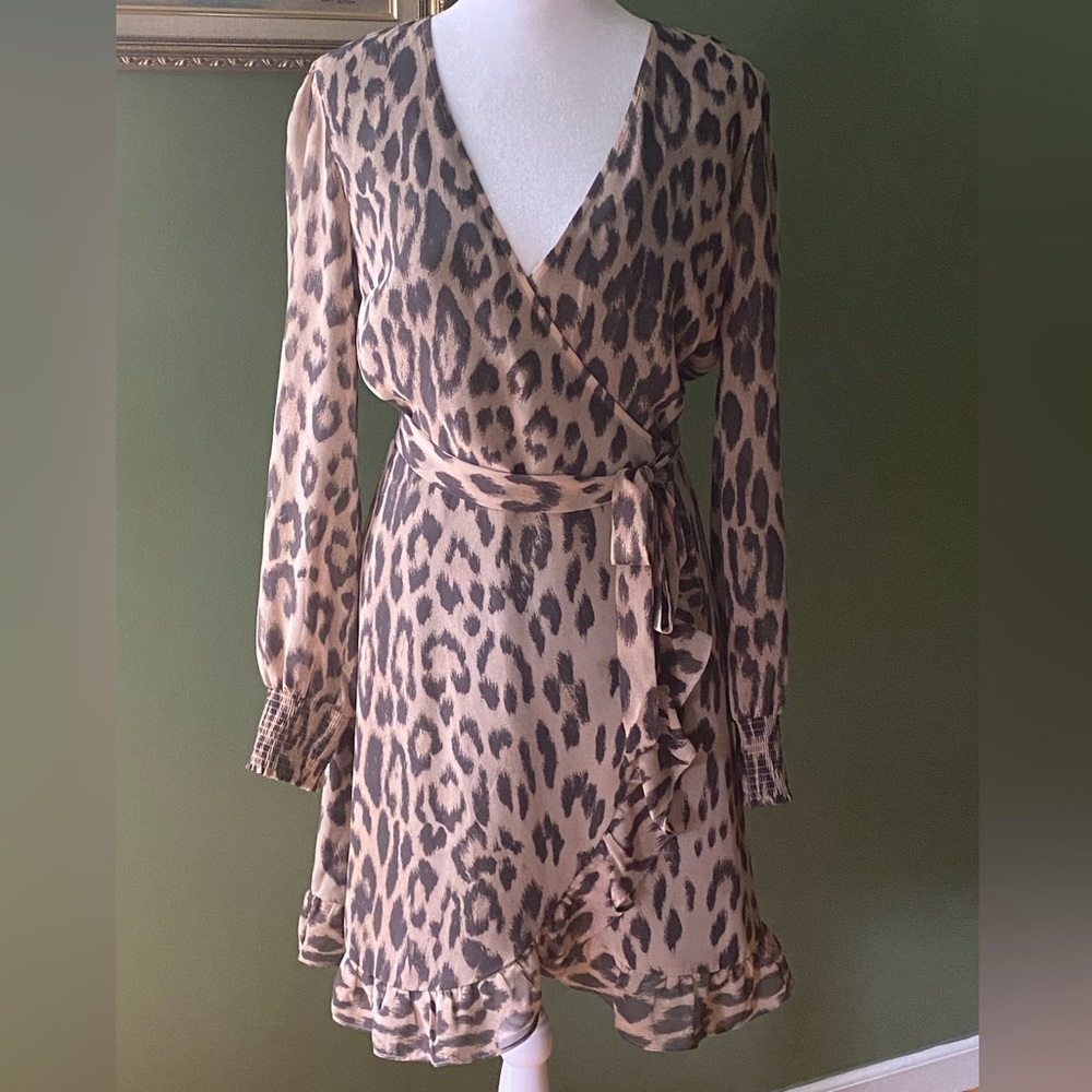 Bar III Animal Print Ruffled Wrap Dress sz S - Picture 13 of 13
